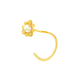22K Yellow Gold Pearl Medium Floral Nose Pin with Wire with gold weight of 0.25g